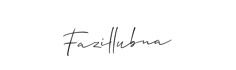 Allison_Script is a professional signature style that is perfect for those who want to add a touch of class to their signature. It is also a great choice for those who want to make their signature more unique. Get Fazillubna name to fancy signature for free. Fazillubna signature style 2 images and pictures png