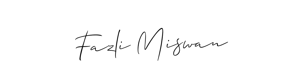 Make a short Fazli Miswan signature style. Manage your documents anywhere anytime using Allison_Script. Create and add eSignatures, submit forms, share and send files easily. Fazli Miswan signature style 2 images and pictures png