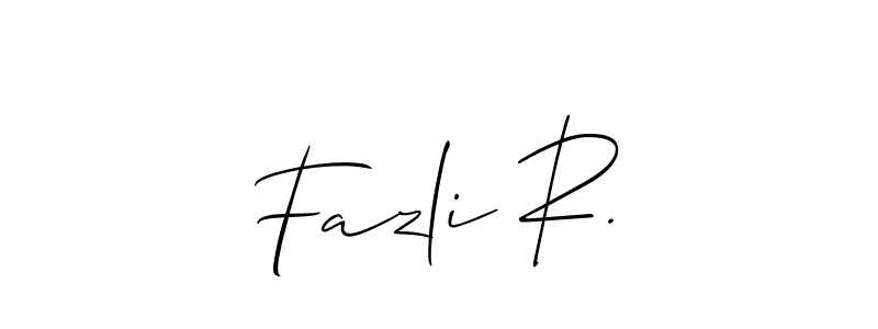 You should practise on your own different ways (Allison_Script) to write your name (Fazli R.) in signature. don't let someone else do it for you. Fazli R. signature style 2 images and pictures png