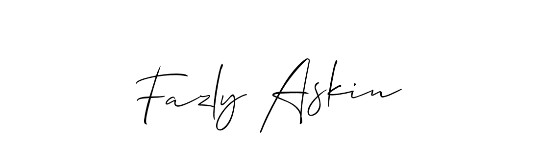 This is the best signature style for the Fazly Askin name. Also you like these signature font (Allison_Script). Mix name signature. Fazly Askin signature style 2 images and pictures png