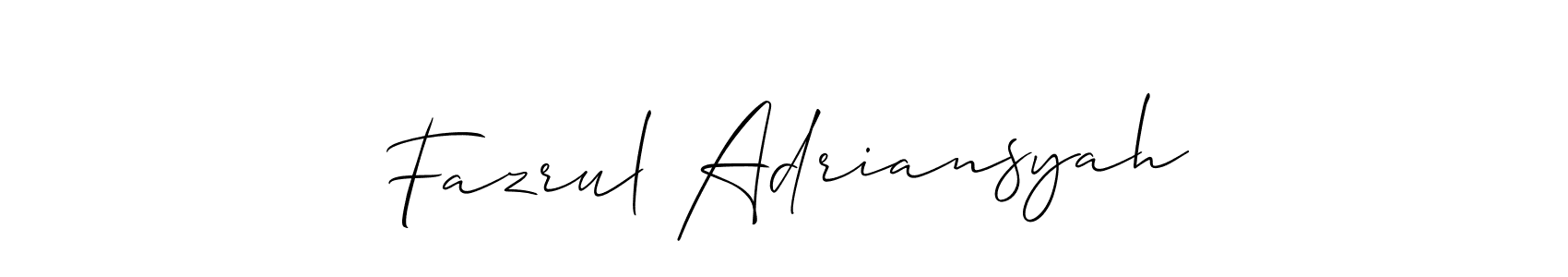 How to make Fazrul Adriansyah name signature. Use Allison_Script style for creating short signs online. This is the latest handwritten sign. Fazrul Adriansyah signature style 2 images and pictures png