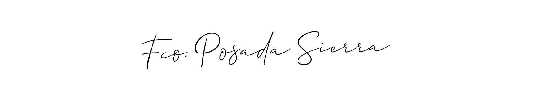 How to make Fco. Posada Sierra name signature. Use Allison_Script style for creating short signs online. This is the latest handwritten sign. Fco. Posada Sierra signature style 2 images and pictures png