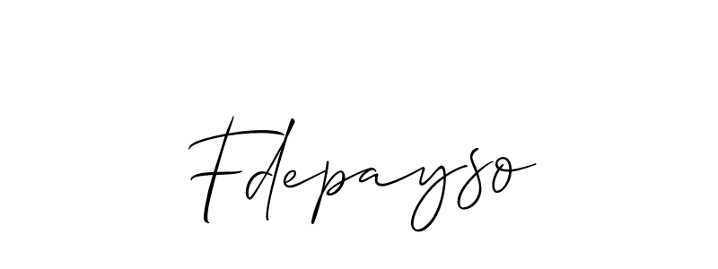 Make a beautiful signature design for name Fdepayso. With this signature (Allison_Script) style, you can create a handwritten signature for free. Fdepayso signature style 2 images and pictures png