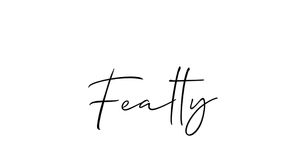 Use a signature maker to create a handwritten signature online. With this signature software, you can design (Allison_Script) your own signature for name Fealty. Fealty signature style 2 images and pictures png