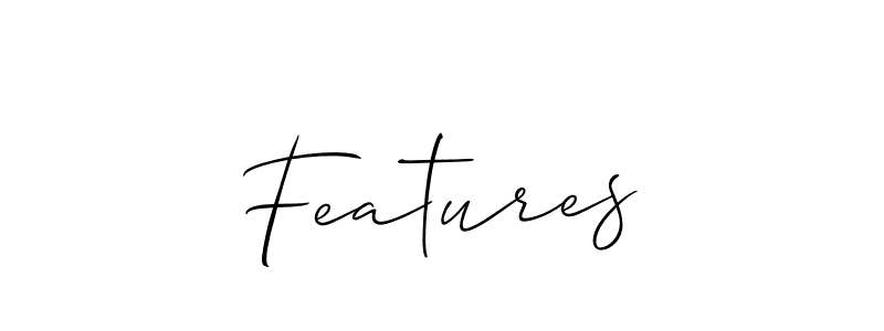 Also You can easily find your signature by using the search form. We will create Features name handwritten signature images for you free of cost using Allison_Script sign style. Features signature style 2 images and pictures png