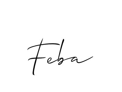 Make a beautiful signature design for name Feba. With this signature (Allison_Script) style, you can create a handwritten signature for free. Feba signature style 2 images and pictures png