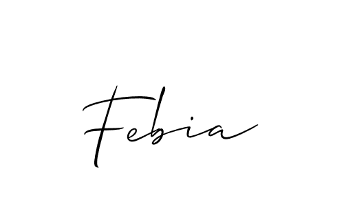 Use a signature maker to create a handwritten signature online. With this signature software, you can design (Allison_Script) your own signature for name Febia. Febia signature style 2 images and pictures png