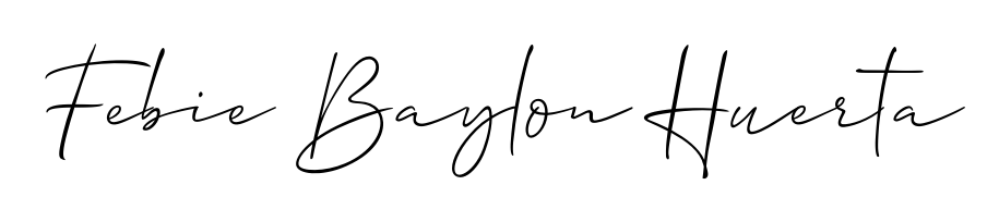 A sleek calligraphic signature for name Febie Baylon Huerta utilizing Allison_Script styling. Great for adding personal signatures to photos and art. Febie Baylon Huerta signature style 2 images and pictures png