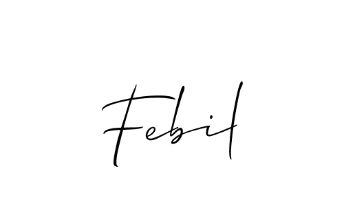 Use a signature maker to create a handwritten signature online. With this signature software, you can design (Allison_Script) your own signature for name Febil. Febil signature style 2 images and pictures png