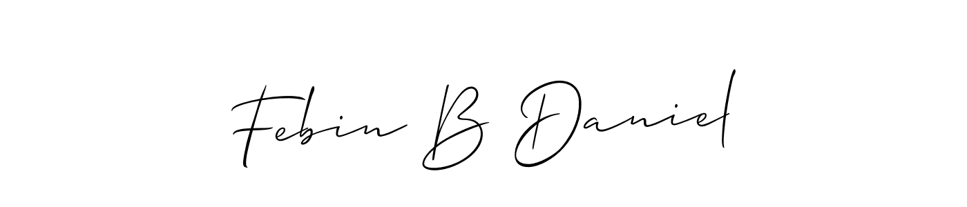 The best way (Allison_Script) to make a short signature is to pick only two or three words in your name. The name Febin B Daniel include a total of six letters. For converting this name. Febin B Daniel signature style 2 images and pictures png