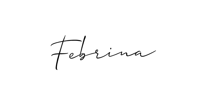 How to make Febrina signature? Allison_Script is a professional autograph style. Create handwritten signature for Febrina name. Febrina signature style 2 images and pictures png
