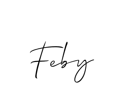 The best way (Allison_Script) to make a short signature is to pick only two or three words in your name. The name Feby include a total of six letters. For converting this name. Feby signature style 2 images and pictures png