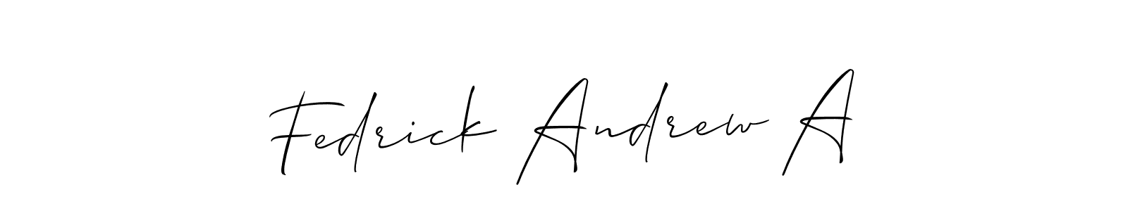 Create a beautiful signature design for name Fedrick Andrew A. With this signature (Allison_Script) fonts, you can make a handwritten signature for free. Fedrick Andrew A signature style 2 images and pictures png