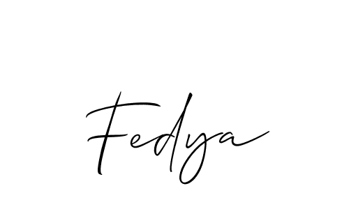 Design your own signature with our free online signature maker. With this signature software, you can create a handwritten (Allison_Script) signature for name Fedya. Fedya signature style 2 images and pictures png