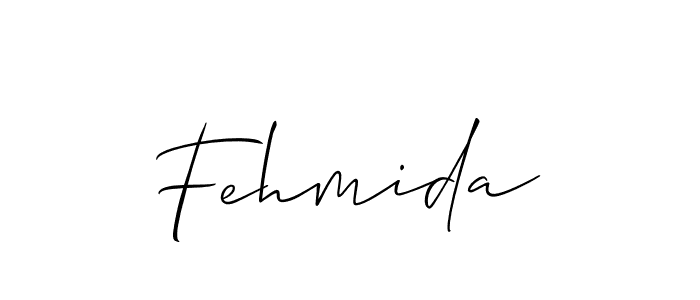 Use a signature maker to create a handwritten signature online. With this signature software, you can design (Allison_Script) your own signature for name Fehmida. Fehmida signature style 2 images and pictures png