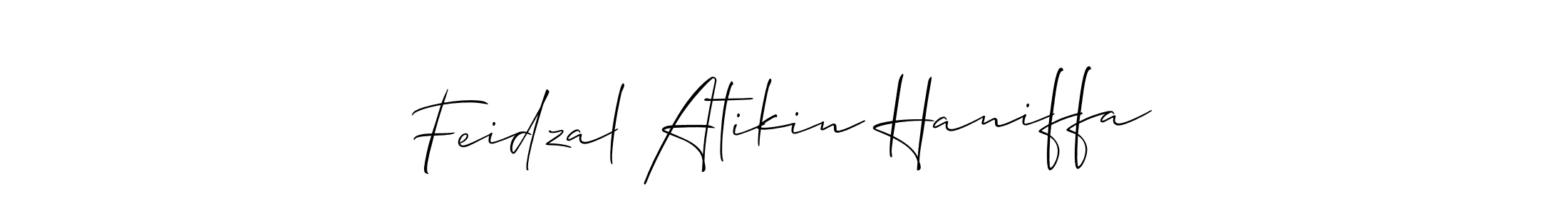 Feidzal Atikin Haniffa stylish signature style. Best Handwritten Sign (Allison_Script) for my name. Handwritten Signature Collection Ideas for my name Feidzal Atikin Haniffa. Feidzal Atikin Haniffa signature style 2 images and pictures png