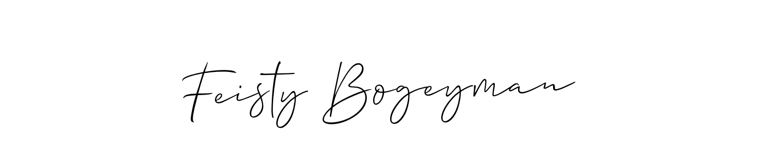 Also You can easily find your signature by using the search form. We will create Feisty Bogeyman name handwritten signature images for you free of cost using Allison_Script sign style. Feisty Bogeyman signature style 2 images and pictures png