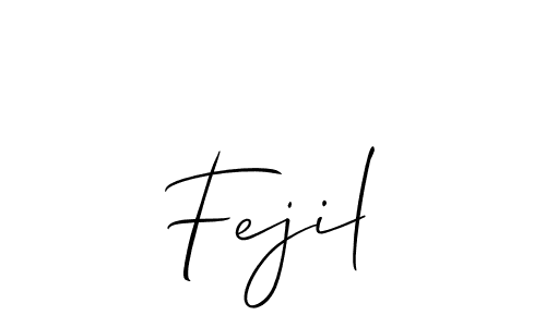 The best way (Allison_Script) to make a short signature is to pick only two or three words in your name. The name Fejil include a total of six letters. For converting this name. Fejil signature style 2 images and pictures png