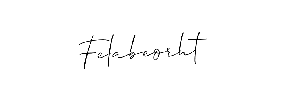 How to make Felabeorht name signature. Use Allison_Script style for creating short signs online. This is the latest handwritten sign. Felabeorht signature style 2 images and pictures png