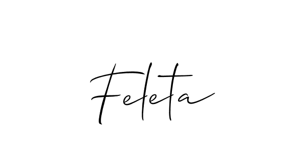 if you are searching for the best signature style for your name Feleta. so please give up your signature search. here we have designed multiple signature styles  using Allison_Script. Feleta signature style 2 images and pictures png