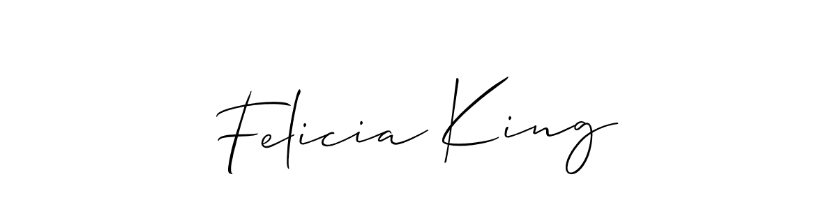 The best way (Allison_Script) to make a short signature is to pick only two or three words in your name. The name Felicia King include a total of six letters. For converting this name. Felicia King signature style 2 images and pictures png