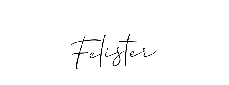 Use a signature maker to create a handwritten signature online. With this signature software, you can design (Allison_Script) your own signature for name Felister. Felister signature style 2 images and pictures png