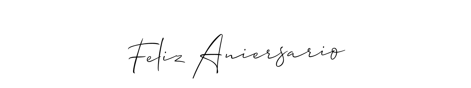 Allison_Script is a professional signature style that is perfect for those who want to add a touch of class to their signature. It is also a great choice for those who want to make their signature more unique. Get Feliz Aniersario name to fancy signature for free. Feliz Aniersario signature style 2 images and pictures png
