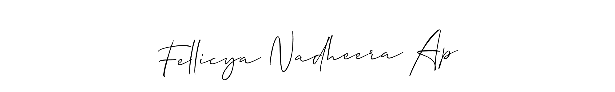 Also we have Fellicya Nadheera Ap name is the best signature style. Create professional handwritten signature collection using Allison_Script autograph style. Fellicya Nadheera Ap signature style 2 images and pictures png