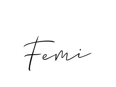 Design your own signature with our free online signature maker. With this signature software, you can create a handwritten (Allison_Script) signature for name Femi. Femi signature style 2 images and pictures png