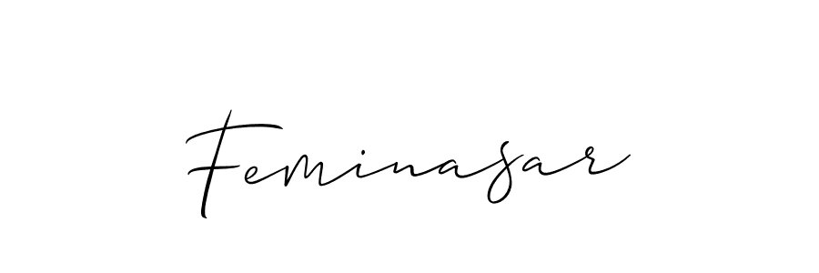 Use a signature maker to create a handwritten signature online. With this signature software, you can design (Allison_Script) your own signature for name Feminasar. Feminasar signature style 2 images and pictures png