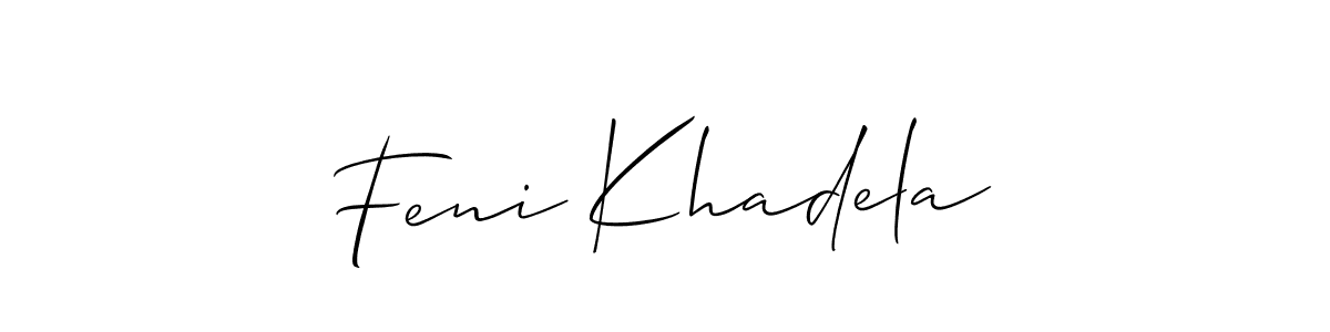 Also You can easily find your signature by using the search form. We will create Feni Khadela name handwritten signature images for you free of cost using Allison_Script sign style. Feni Khadela signature style 2 images and pictures png