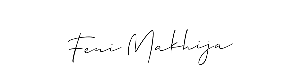 if you are searching for the best signature style for your name Feni Makhija. so please give up your signature search. here we have designed multiple signature styles  using Allison_Script. Feni Makhija signature style 2 images and pictures png