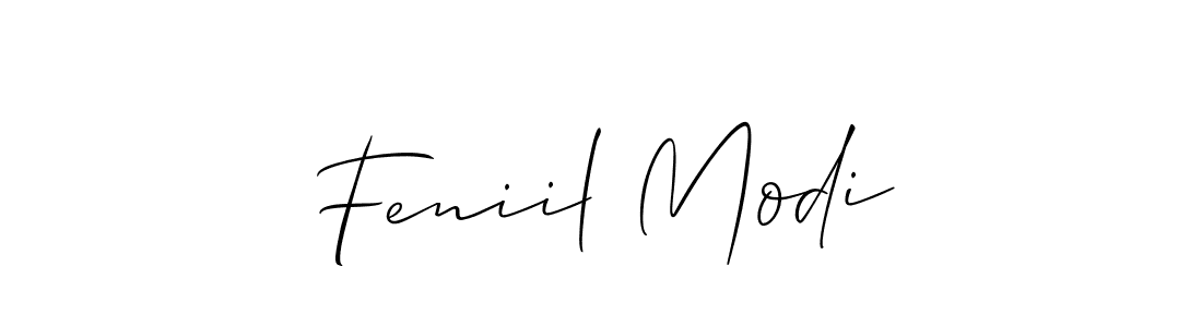 Allison_Script is a professional signature style that is perfect for those who want to add a touch of class to their signature. It is also a great choice for those who want to make their signature more unique. Get Feniil Modi name to fancy signature for free. Feniil Modi signature style 2 images and pictures png