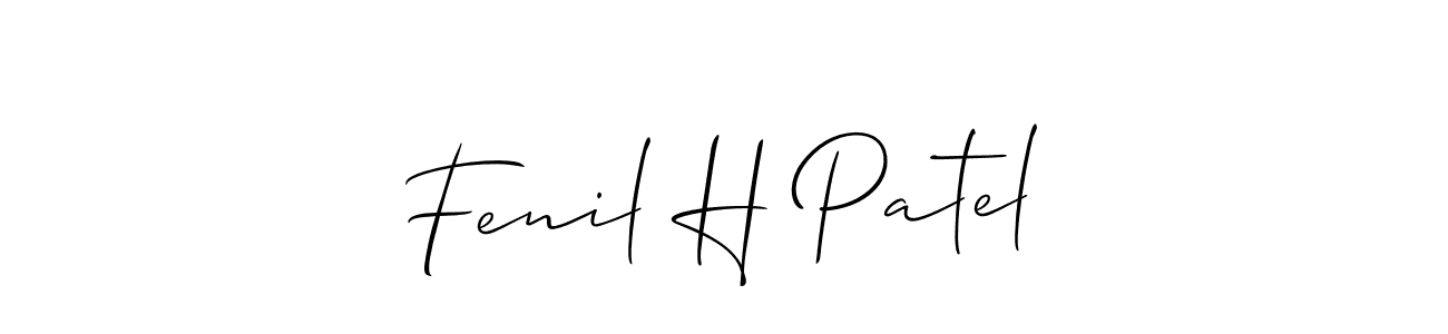 Allison_Script is a professional signature style that is perfect for those who want to add a touch of class to their signature. It is also a great choice for those who want to make their signature more unique. Get Fenil H Patel name to fancy signature for free. Fenil H Patel signature style 2 images and pictures png