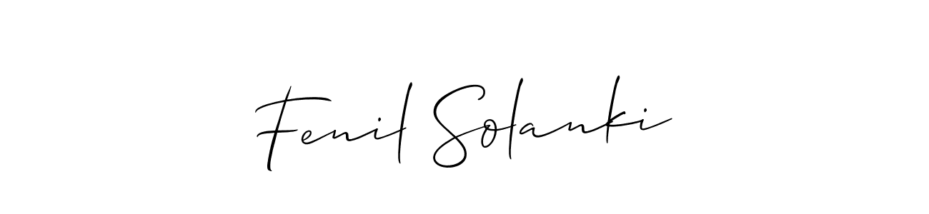 Make a beautiful signature design for name Fenil Solanki. With this signature (Allison_Script) style, you can create a handwritten signature for free. Fenil Solanki signature style 2 images and pictures png