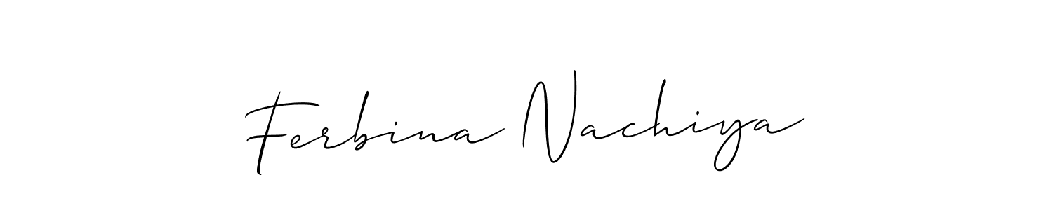 The best way (Allison_Script) to make a short signature is to pick only two or three words in your name. The name Ferbina Nachiya include a total of six letters. For converting this name. Ferbina Nachiya signature style 2 images and pictures png