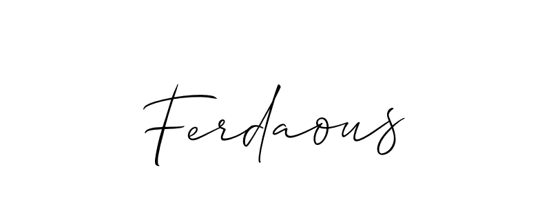 Make a beautiful signature design for name Ferdaous. With this signature (Allison_Script) style, you can create a handwritten signature for free. Ferdaous signature style 2 images and pictures png