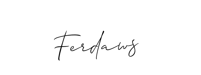 Similarly Allison_Script is the best handwritten signature design. Signature creator online .You can use it as an online autograph creator for name Ferdaws . Ferdaws  signature style 2 images and pictures png