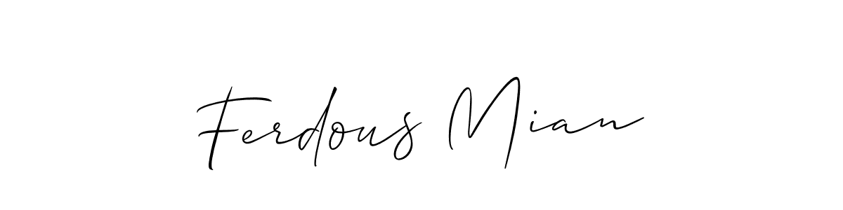 The best way (Allison_Script) to make a short signature is to pick only two or three words in your name. The name Ferdous Mian include a total of six letters. For converting this name. Ferdous Mian signature style 2 images and pictures png