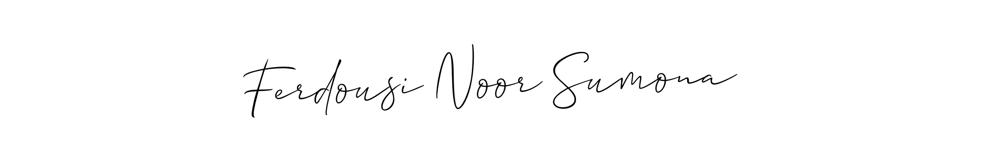 Make a short Ferdousi Noor Sumona signature style. Manage your documents anywhere anytime using Allison_Script. Create and add eSignatures, submit forms, share and send files easily. Ferdousi Noor Sumona signature style 2 images and pictures png