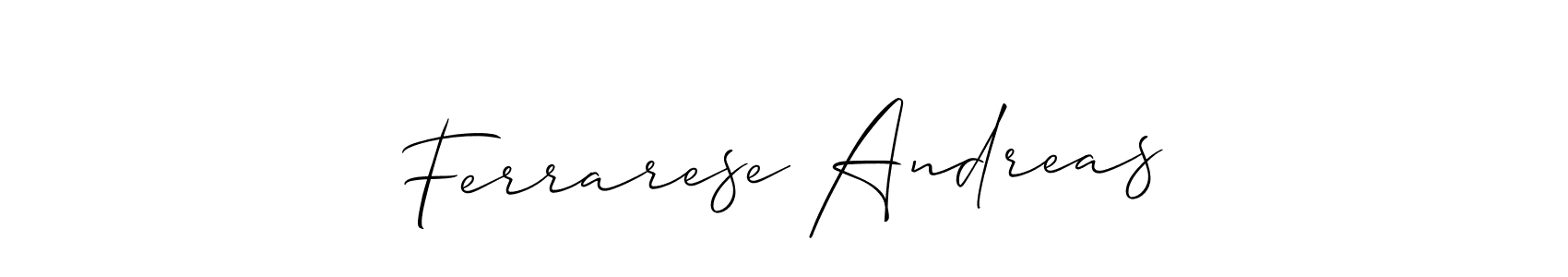 Make a beautiful signature design for name Ferrarese Andreas. With this signature (Allison_Script) style, you can create a handwritten signature for free. Ferrarese Andreas signature style 2 images and pictures png