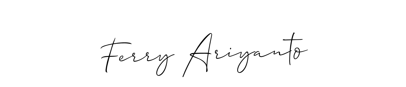 The best way (Allison_Script) to make a short signature is to pick only two or three words in your name. The name Ferry Ariyanto include a total of six letters. For converting this name. Ferry Ariyanto signature style 2 images and pictures png