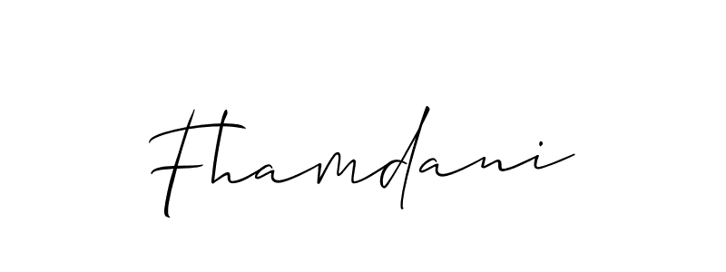 Fhamdani stylish signature style. Best Handwritten Sign (Allison_Script) for my name. Handwritten Signature Collection Ideas for my name Fhamdani. Fhamdani signature style 2 images and pictures png