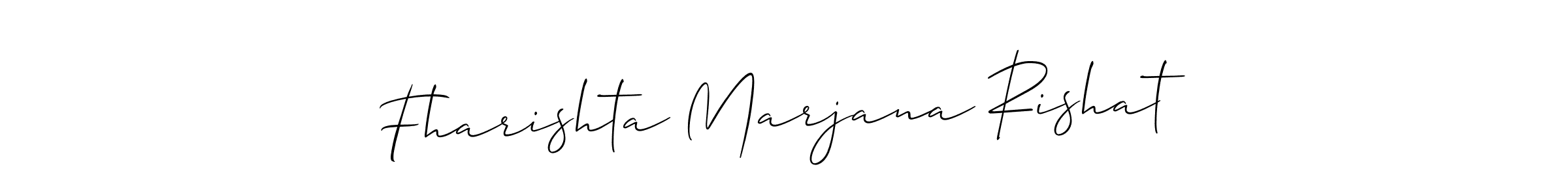 How to make Fharishta Marjana Rishat name signature. Use Allison_Script style for creating short signs online. This is the latest handwritten sign. Fharishta Marjana Rishat signature style 2 images and pictures png