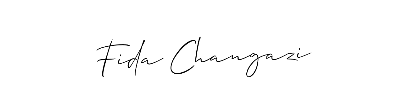 Create a beautiful signature design for name Fida Changazi. With this signature (Allison_Script) fonts, you can make a handwritten signature for free. Fida Changazi signature style 2 images and pictures png