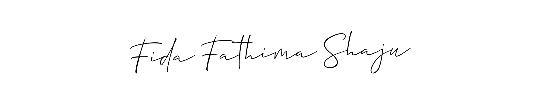 Allison_Script is a professional signature style that is perfect for those who want to add a touch of class to their signature. It is also a great choice for those who want to make their signature more unique. Get Fida Fathima Shaju name to fancy signature for free. Fida Fathima Shaju signature style 2 images and pictures png