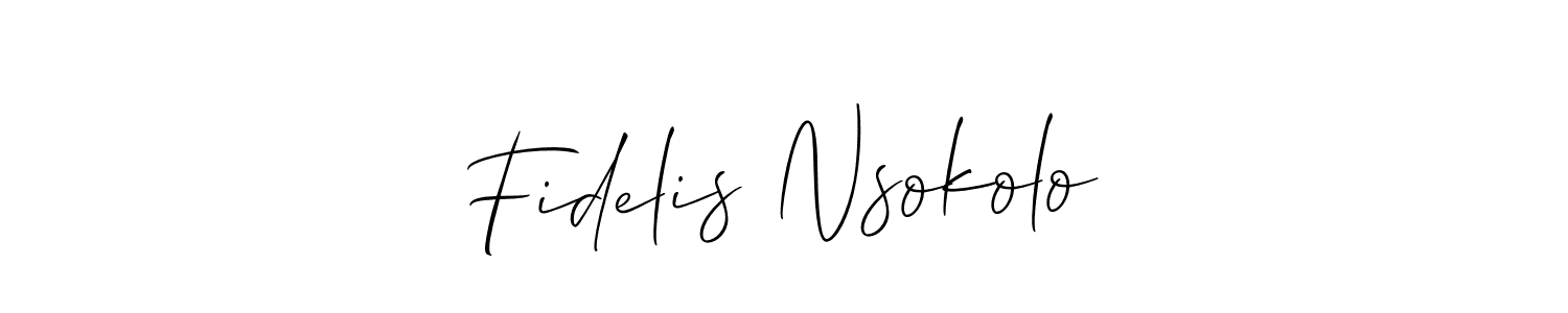 Create a beautiful signature design for name Fidelis Nsokolo. With this signature (Allison_Script) fonts, you can make a handwritten signature for free. Fidelis Nsokolo signature style 2 images and pictures png