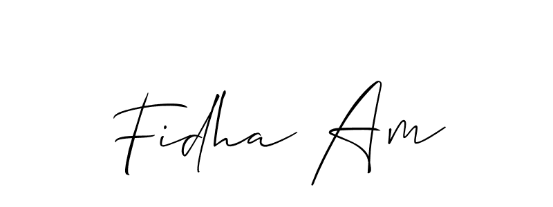 Also You can easily find your signature by using the search form. We will create Fidha Am name handwritten signature images for you free of cost using Allison_Script sign style. Fidha Am signature style 2 images and pictures png