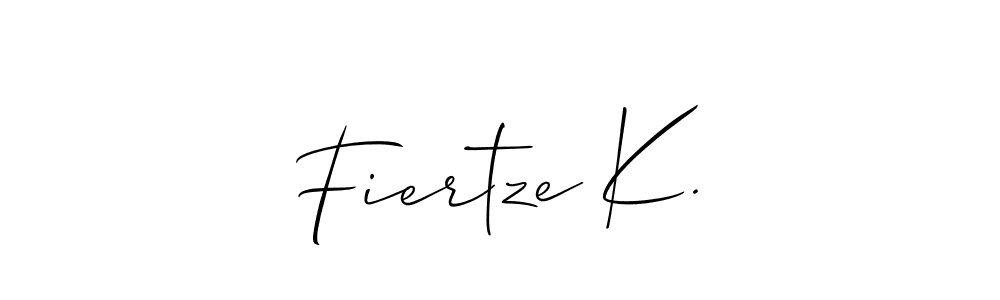 Allison_Script is a professional signature style that is perfect for those who want to add a touch of class to their signature. It is also a great choice for those who want to make their signature more unique. Get Fiertze K. name to fancy signature for free. Fiertze K. signature style 2 images and pictures png