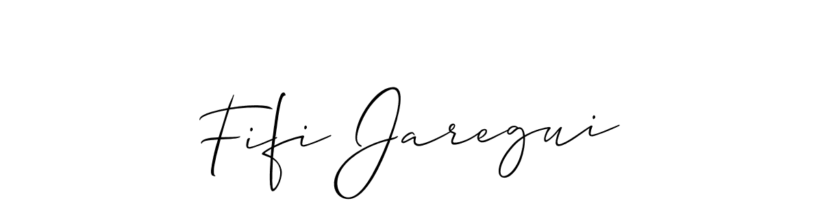 Allison_Script is a professional signature style that is perfect for those who want to add a touch of class to their signature. It is also a great choice for those who want to make their signature more unique. Get Fifi Jaregui name to fancy signature for free. Fifi Jaregui signature style 2 images and pictures png